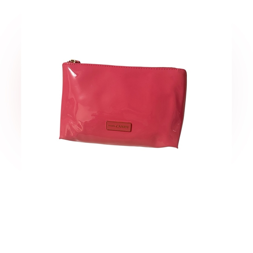 PRADA CANDY Pink Makeup Pouch Zip Travel Bag Cosmetic Toiletry Case Feet
